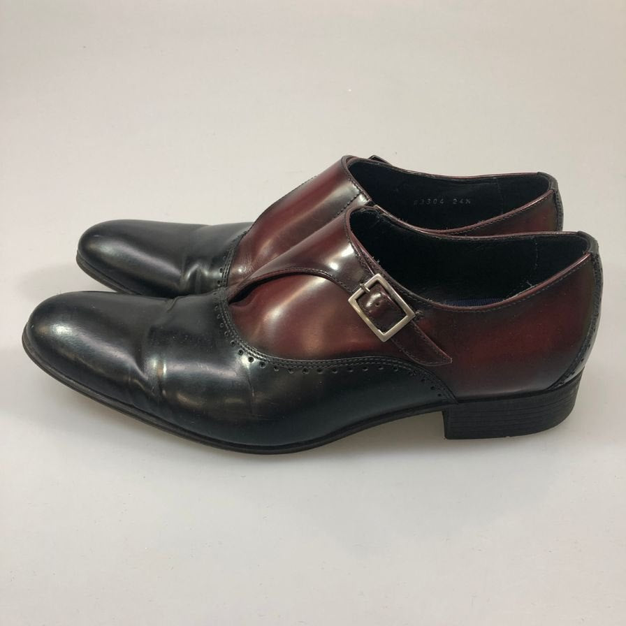 ランバン コレクション ビジネスシューズ シングルモンク カーフレザー メンズ サイズ24.5 バーガンディ×ブラック LANVIN 約24.5cm【AFC33】