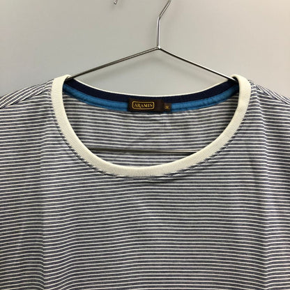 新品同様◆アラミス Tシャツ ストライプ 日本製 メンズ サイズ3L ブルー系 ARAMIS 【AFB2】