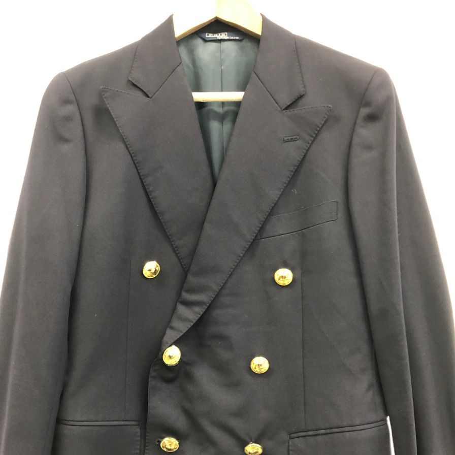 中古◆ポロ バイ ラルフローレン 金ボタンダブルブレザー サイドベンツ 日本製 オンワード樫山 メンズ サイズA5 ネイビー Polo by Ralph Lauren 【AFA10:】
