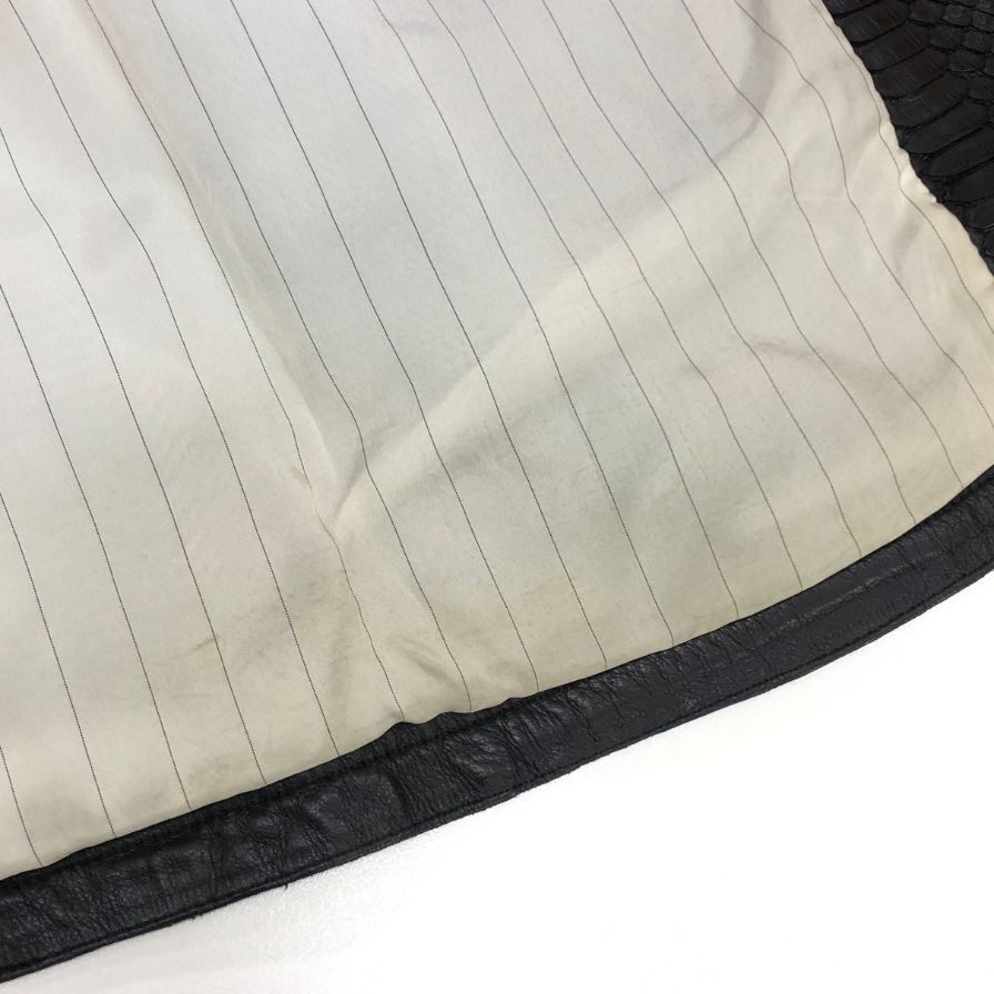 中古■イヴサンローラン パイソン 5Bレザージャケット メンズ サイズ52 ブラック YVES SAINT LAURENT 【AFA17】