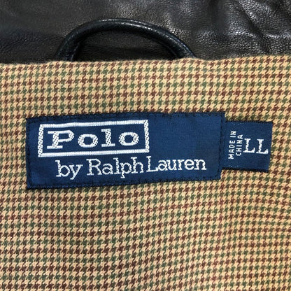 美品◆ポロ ラルフローレン 刺繍 レザー スウィングトップ メンズ サイズLL ブラウン Polo Ralph Lauren 【AFG1】