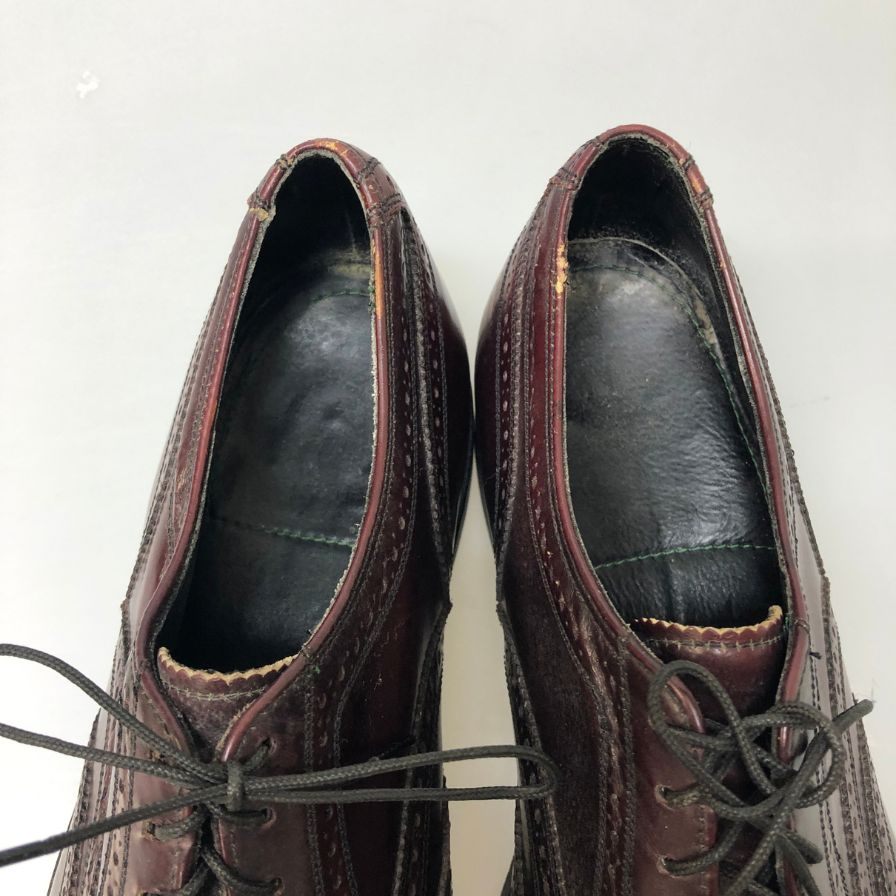 フローシャイム レザーシューズ フルブローグ ガラスレザー バーガンディ メンズ サイズ表記なし FLORSHEIM 約不明cm【AFC5】