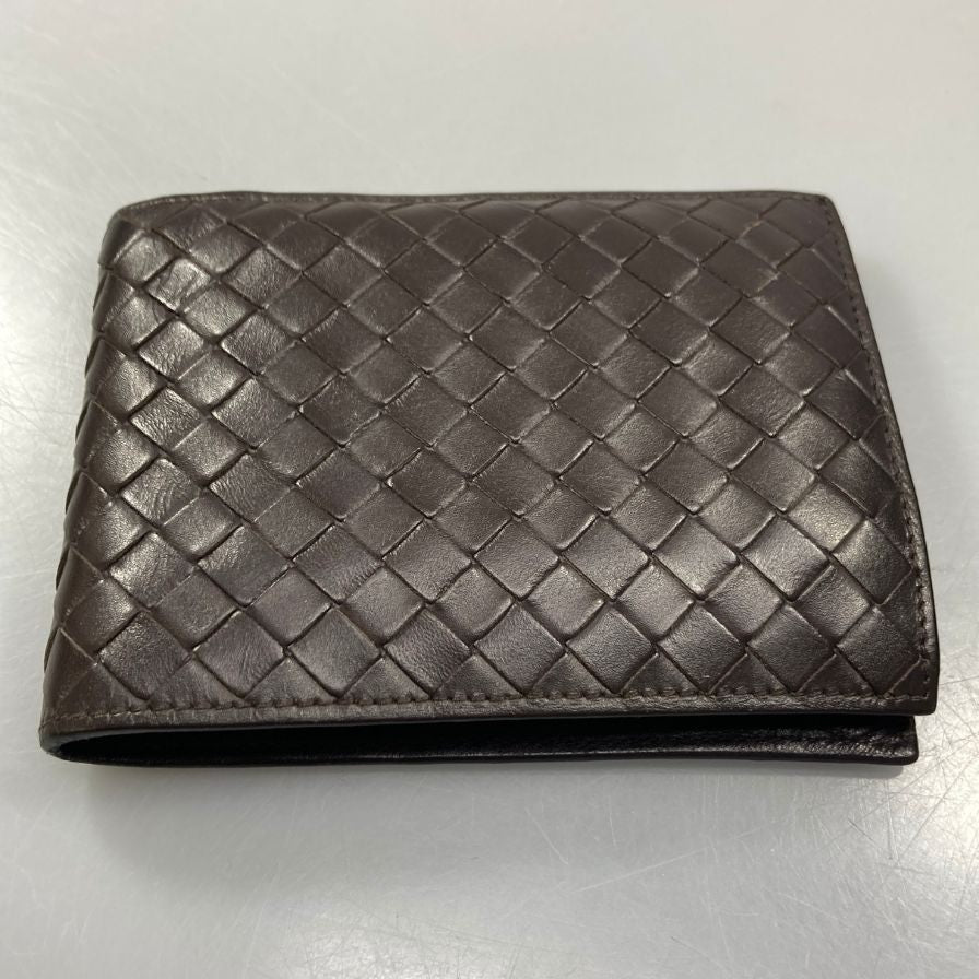 ボッテガヴェネタ イントレチャート 二つ折り財布 レザー ブラウン系 メンズ BOTTEGA VENETA【AFI9】