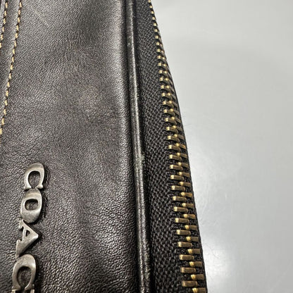 コーチ ショルダーポーチ レザー ロゴ ファスナー ブラック COACH【AFE6】