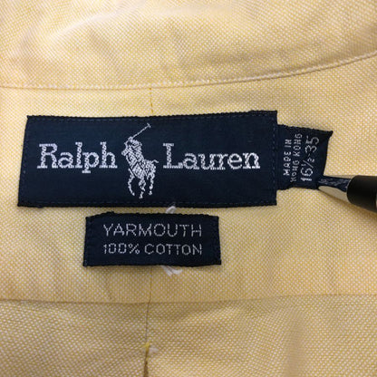 美品◆ラルフローレン ボタンダウンシャツ 90S YARMOUTH 刺繍 イエロー メンズ サイズ16 1/2 Ralph Lauren 【AFB6】