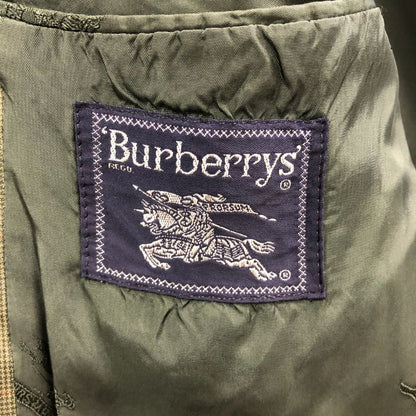 美品◆バーバリー テーラードジャケット 90年代 旧タグ チェック グリーン メンズ サイズ50 Burberry vintage 【AFF22】