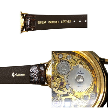 アロマ 手巻き時計 スケルトン ゴールド レディース AROMA【AFI16】