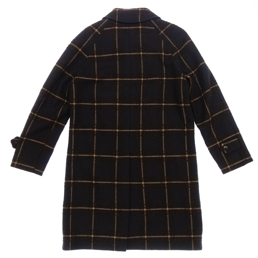 Good condition ◆ TAGLIATORE Stainless Steel Collar Coat Men's Size 48 Plaid Navy TAGLIATORE [AFB13] 