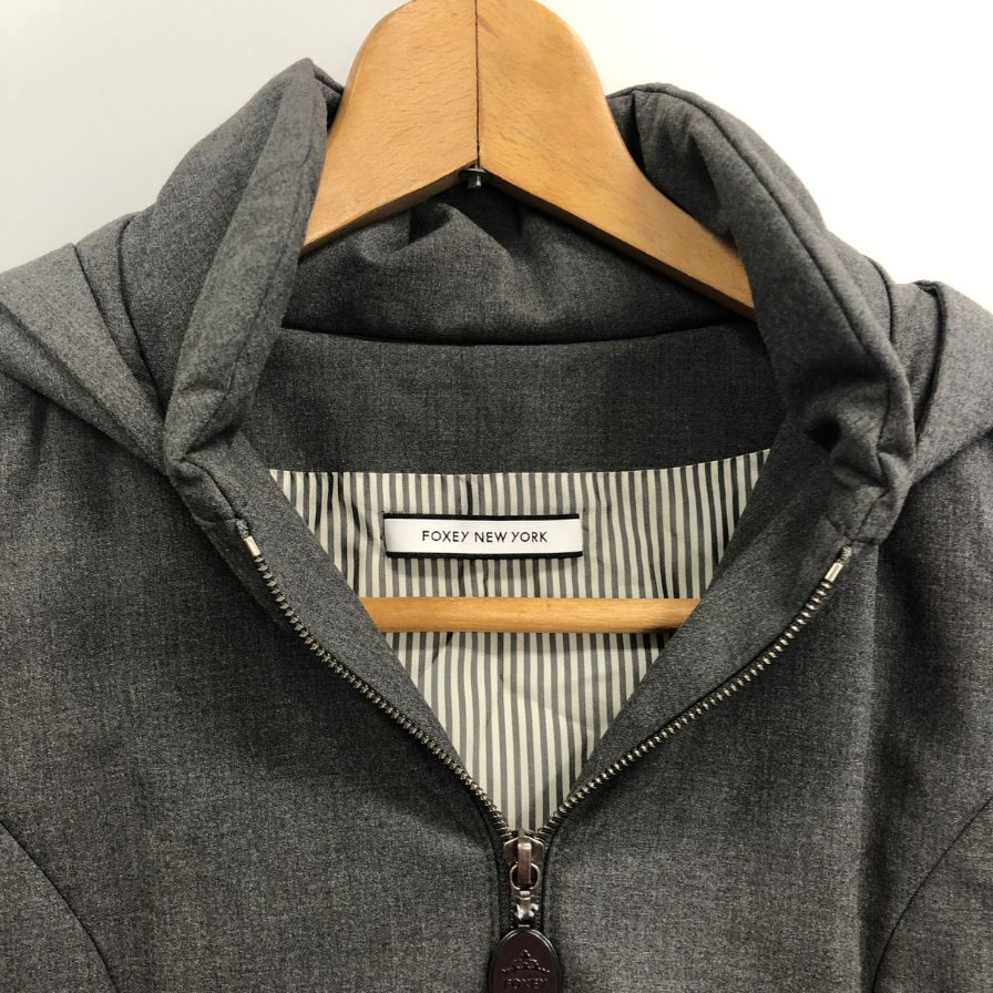 美品◆フォクシーニューヨーク ブリリアントコート グレー サイズ38 レディース 日本製 FOXEY NEW YORK 【AFF23】