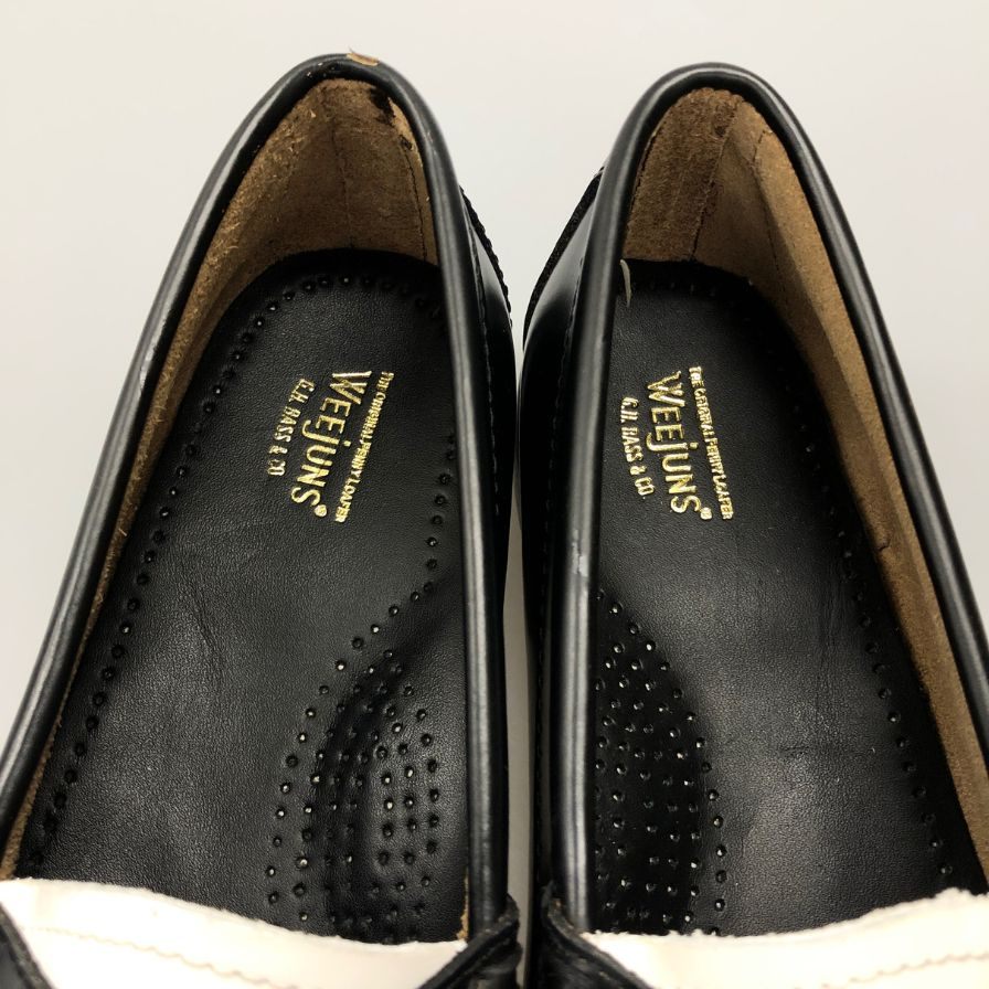 ジーエイチバス ローファー ウィージャンズ サイズ6 メンズ ブラック ホワイト G.H.Bass&Co. WEEJUNS LARSON 約24.5cm【AFD5】