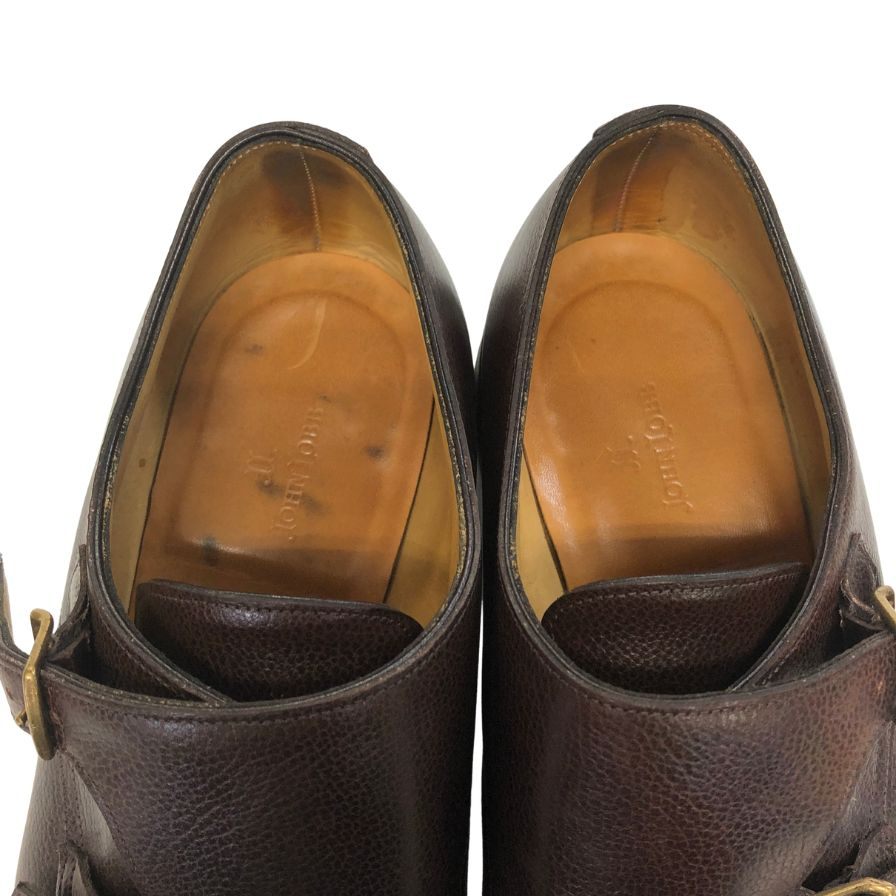 ジョンロブ ウィリアム ダブルモンク グレインレザー ブラウン UK8.5E メンズ JOHN LOBB 約27.0cm【PTM1】