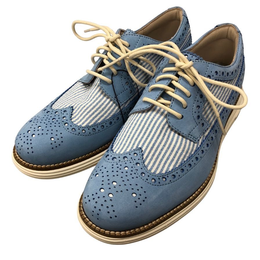 コールハーン レザーシューズ C38485 オリジナルグランドリマスタードロングウィングオックスフォード サイズ7 ブルー系 メンズ COLE HAAN 約25.5cm【AFC6】