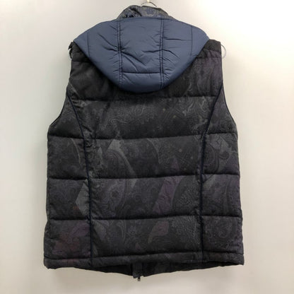 美品◆エトロ ペイズリー柄 ダウン フーディーベスト ネイビー ブラック サイズXL ETRO 【AFA17】