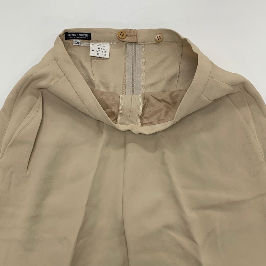 ジョルジオアルマーニ パンツ バックジップ ベージュ レディース サイズ38 GIORGIO ARMANI 【AFB37】
