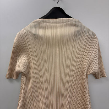美品◆プリーツプリーズ ワンピース PP53JT112 ポリエステル レディース ベージュ サイズ3  PLEATS PLEASE ISSEY MIYAKE 【AFB5】