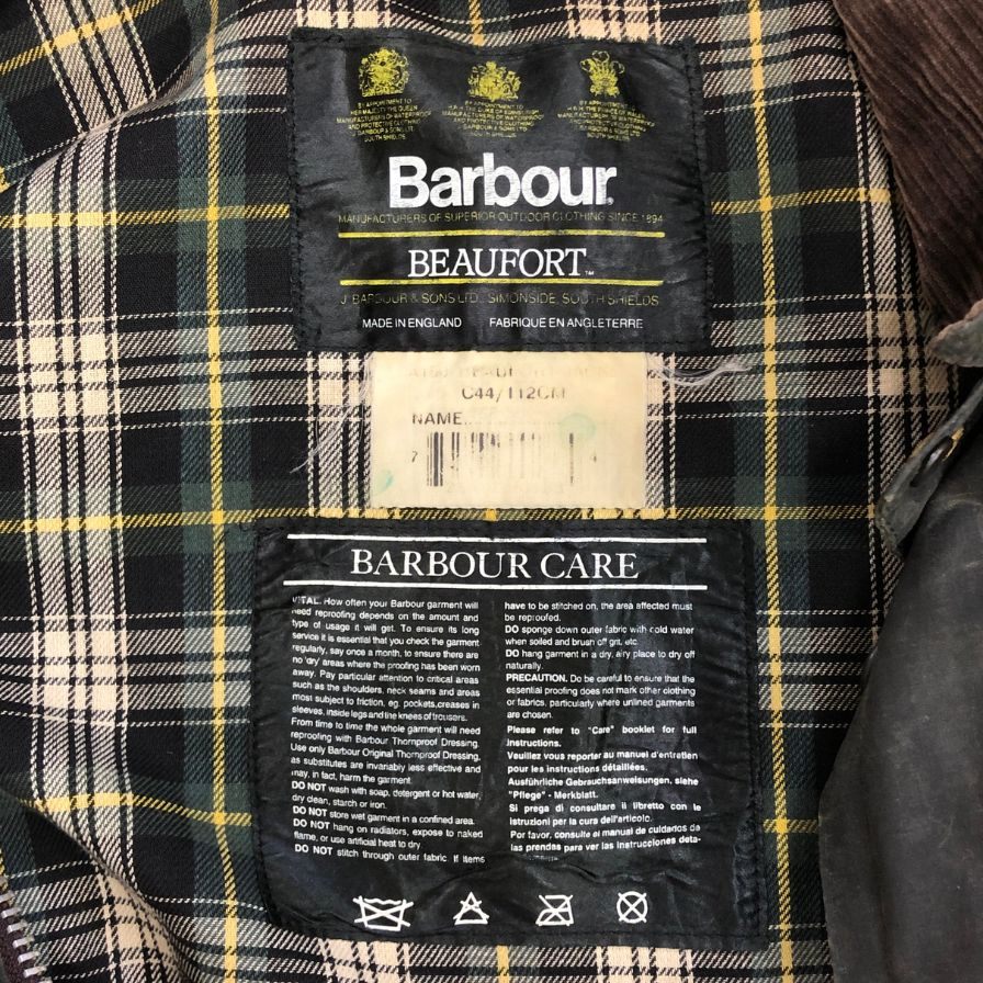 バブアー オイルドジャケット ビューフォート 95年製 3ワラント カーキ メンズ サイズC44 BARBOUR BEAUFORT【LA】