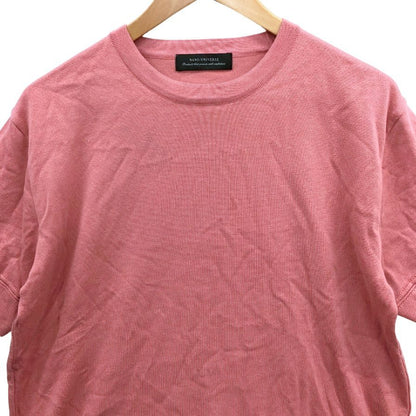 極美品◆ナノユニバース ラウンドネック コットン ニット Ｔシャツ メンズ サイズＬ紫系 nano Universe 【AFB26】