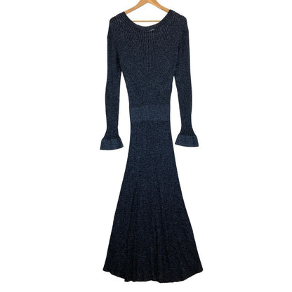 中古■クロエ ワンピース ラメ ニット ロング 長袖 ネイビー レディース サイズM Chloe 【AFB9】