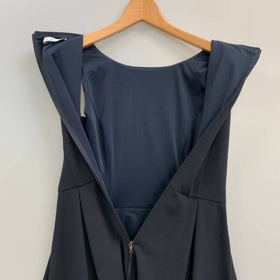 美品◆フォクシーニューヨーク 34061 ラウンドカラー ワンピース ダークネイビー サイズ38 レディース日本製 FOXEY NEW YORK 【AFB13】