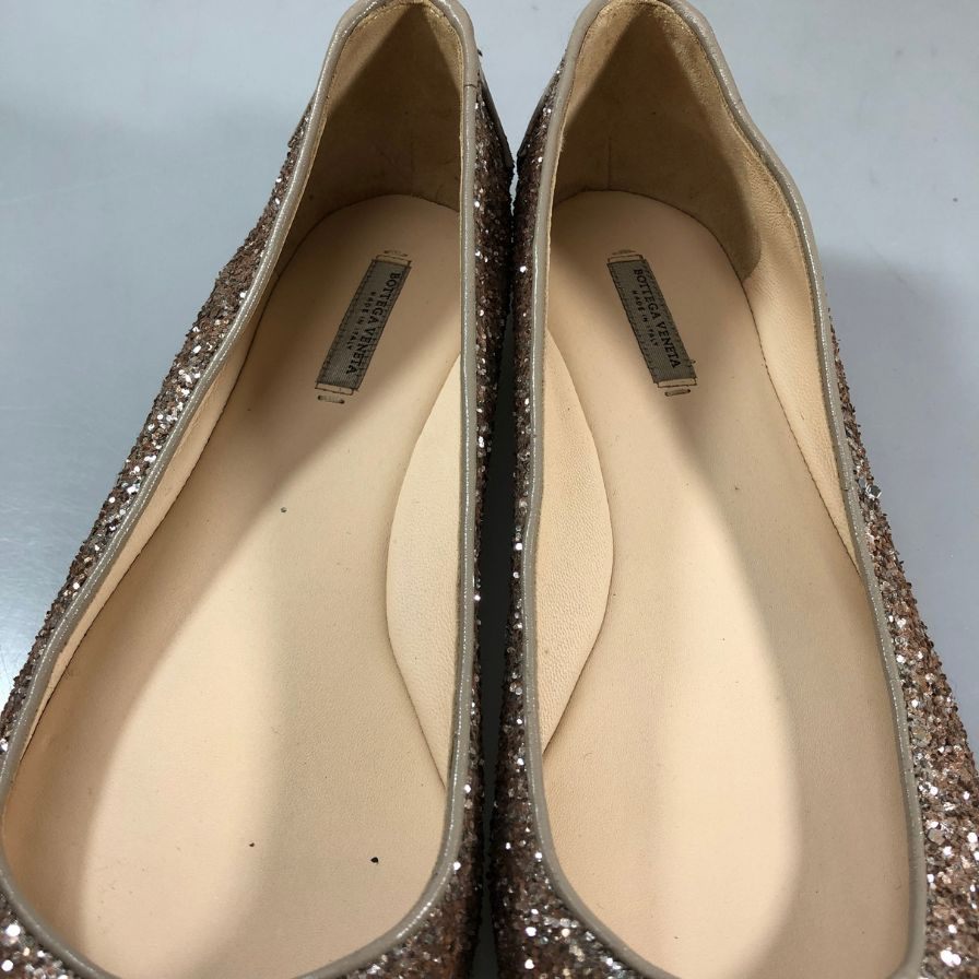 ボッテガヴェネタ パンプス グリッター フラット イントレチャート ピンク系 レディース サイズ36 BOTTEGA VENETA 約23.0cm【AFC42】