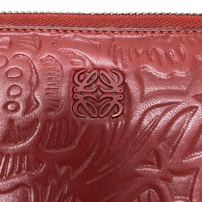 ロエベ 長財布 アナグラム ラウンドジップ エンボス レッド LOEWE【AFI18】