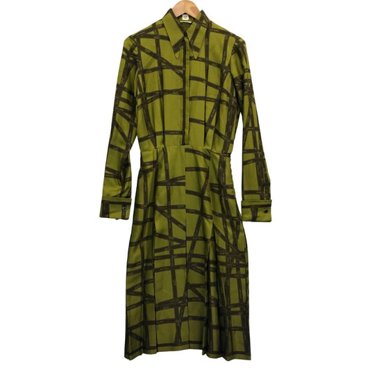 美品◆エルメス マルジェラ期 ワンピース ヴィンテージ 総柄 ボルデュック カーキ レディース サイズ34 HERMES 【AFB2】