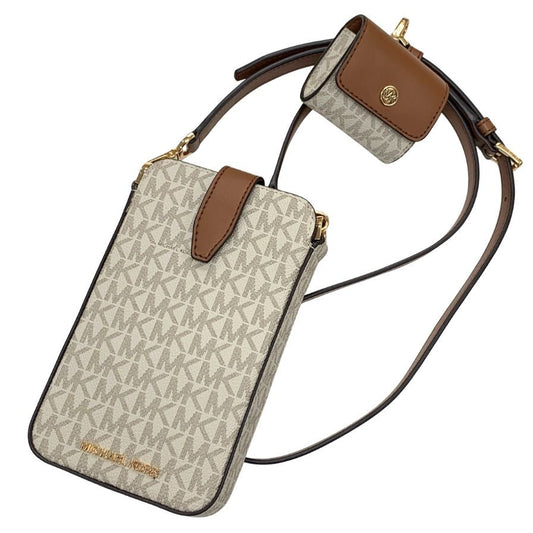 マイケルコース ショルダーバッグ フォーンポシェット JET SET ITEM レザー シグネチャー ホワイト レディース MICHAEL KORS【AFE6】
