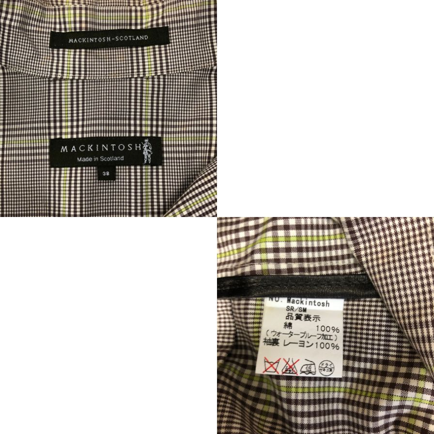 美品◆マッキントッシュ コットンコート スコットランド製 チェック柄 八木通商 メンズ サイズ38 ブラウン系 MACKINTOSH 【AFF19】