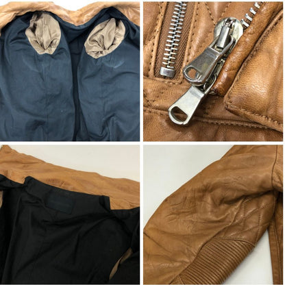 中古◆ジュンハシモト 13AW レザーキルティングジャケット ラムレザー ベージュ メンズ サイズ3 LET1016 【AFG1】