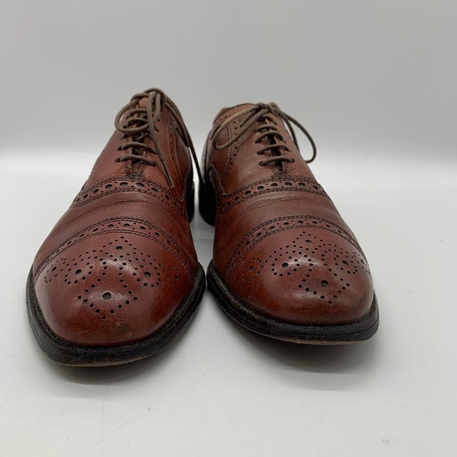 アレンエドモンズ レザーシューズ セミブローグ グレインレザー ライトブラウン メンズ サイズUS8D ALLEN EDMONDS 約26.0cm【YB6】