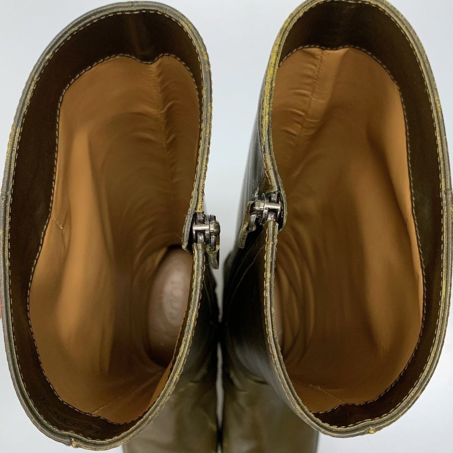 トッズ ドライビングブーツ ロングブーツ カーキ レディース サイズ38 TOD'S 約24.5cm【AFI30】