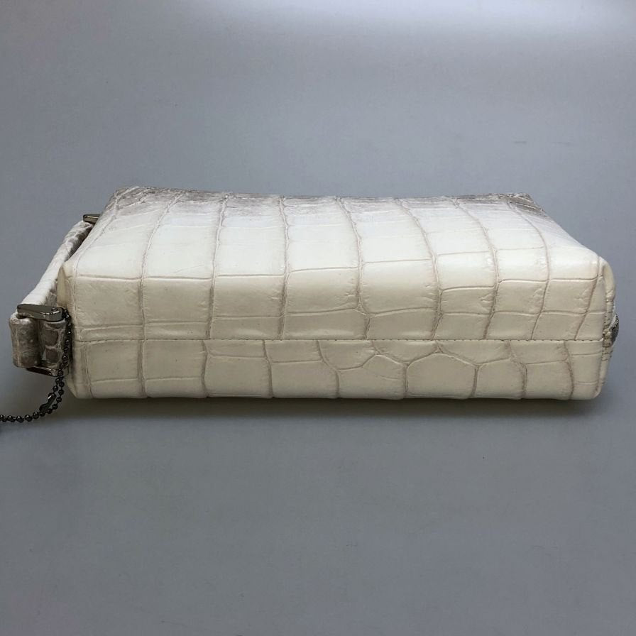 ノーブランド クラッチバッグ JRA鑑定品 クロコダイル レザー 手持ち セカンド グレー【AFE3】