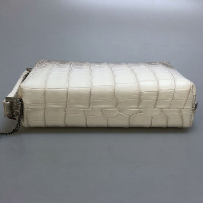 ノーブランド クラッチバッグ JRA鑑定品 クロコダイル レザー 手持ち セカンド グレー【AFE3】