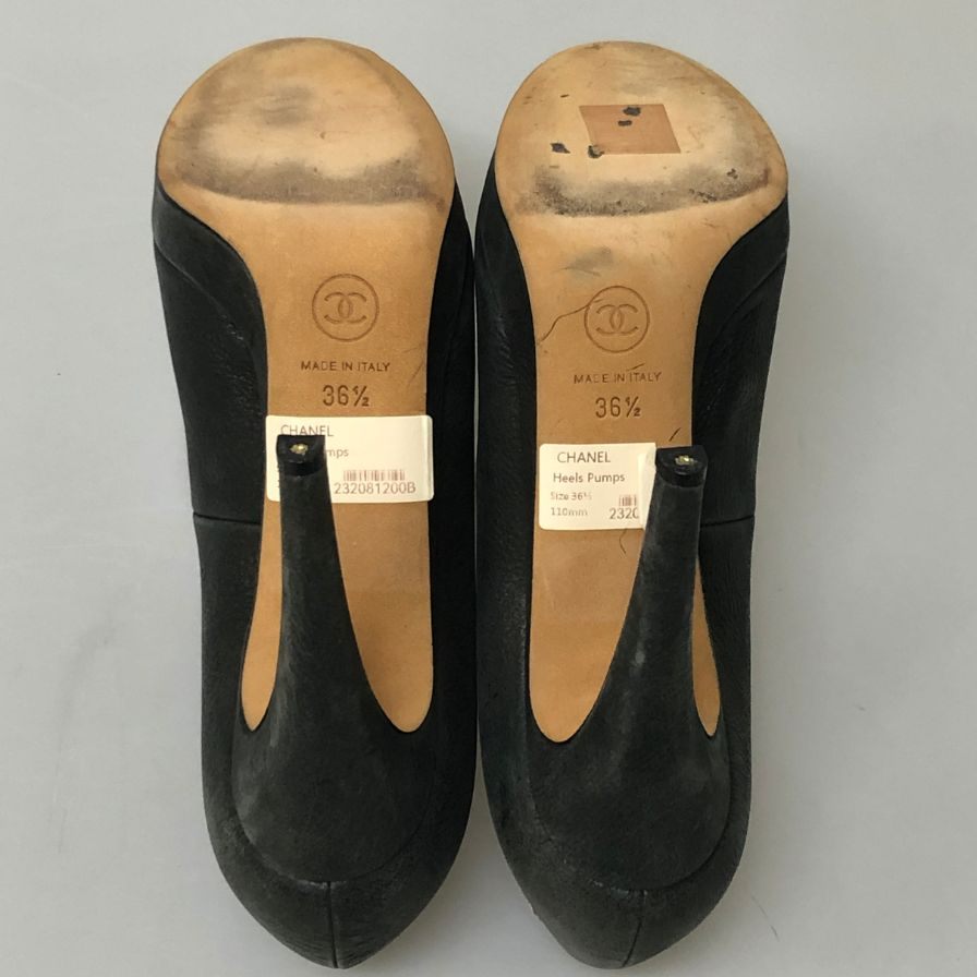 シャネル パンプス ハイヒール ココマーク ラウンドトゥ バイカラー ホワイト ブラック レディース サイズ36.5 CHANEL 約23.5cm【AFC44】