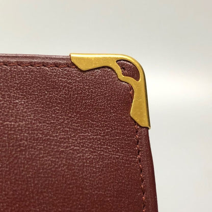 カルティエ マストライン レザー 札入れ 二つ折り財布 ウォレット ボルドー Cartier【AFI19】