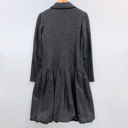 美品◆ルネ ワンピース ウール アンゴラ 長袖 フリル ジップ 膝丈 グレー レディース サイズ38 Rene 【AFB27】
