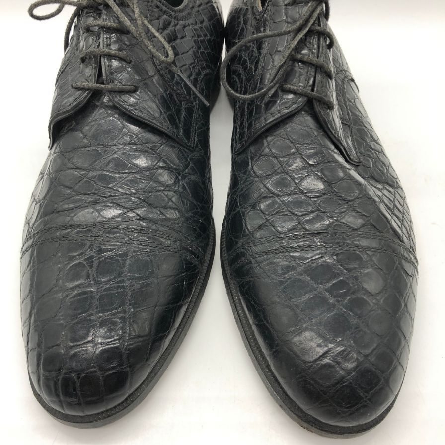 グッチ クロコ型押し プレーントゥ シューズ 1021 ブラック サイズ41 GUCCI 約26.0cm【AFC47】