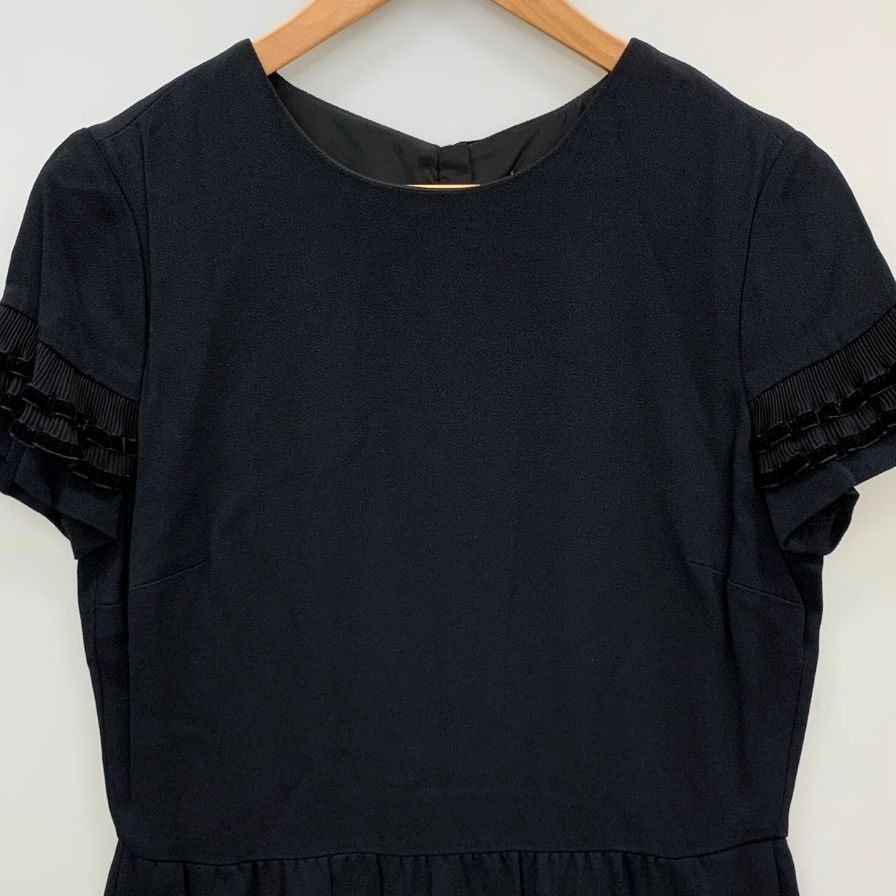 極美品◆レッド ヴァレンティノ 半袖ワンピース フリル レディース サイズ42 ブラック RED VALENTINO 【AFB1】