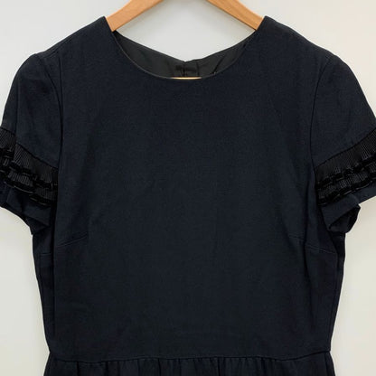 極美品◆レッド ヴァレンティノ 半袖ワンピース フリル レディース サイズ42 ブラック RED VALENTINO 【AFB1】