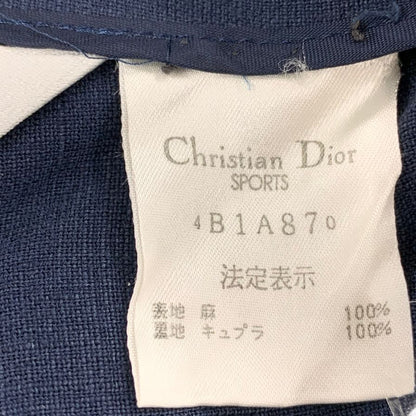 中古◆クリスチャンディオール テーラード ジャケット 2B リネン 背抜き ブレザー ネイビー レディース サイズM Christian Dior SPORTS 【AFB9】