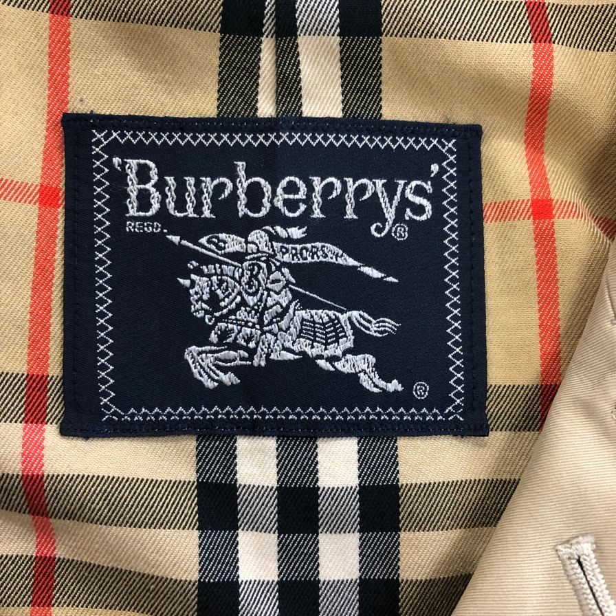 中古◆バーバリー バルカラーコート 旧タグ イングランド製 ライナー付き カーキ メンズ サイズ165 Burberry 【AFA15】