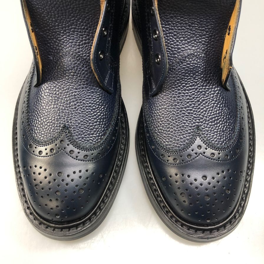 トリッカーズ カントリーブーツ モールトン グレインレザー ウイングチップ 922116 M7819 ネイビー UK8 Tricker’ｓ ビジネスシューズ 約26.5cm【LA】【中古】