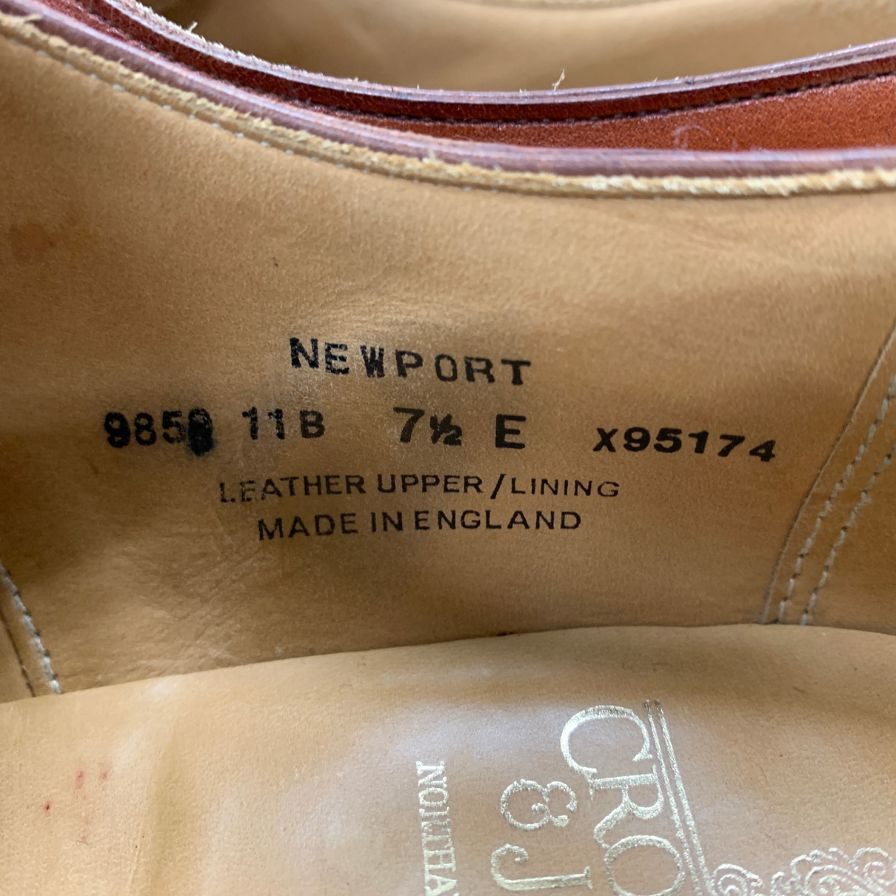 クロケット&ジョーンズ ニューポート カーフ ブラウン サイズ7.5E メンズ CROCKETT&JONES ビジネスシューズ 約26.5cm【LA】【中古】