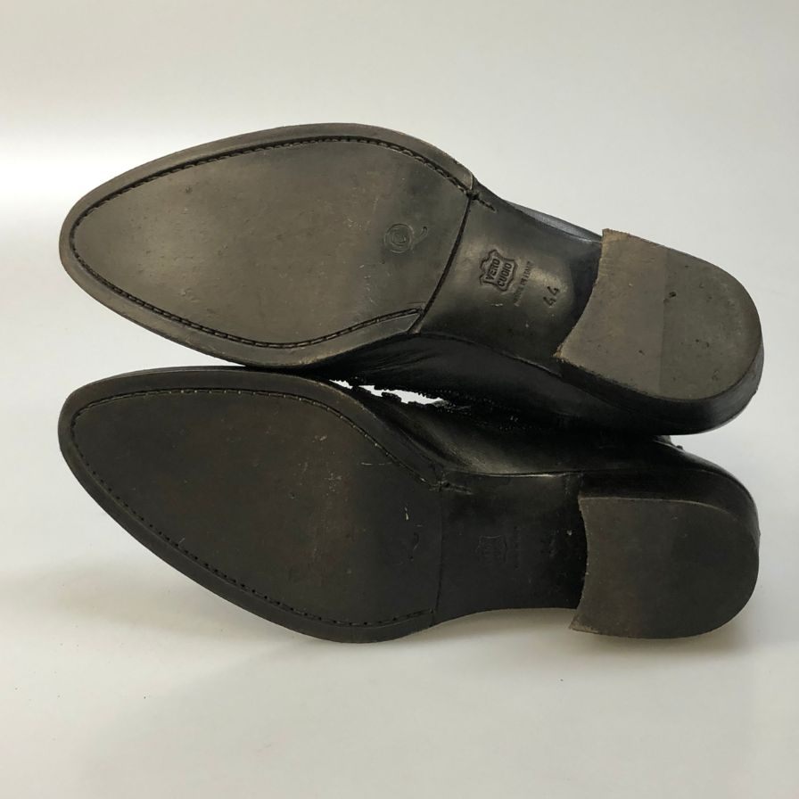 アレキサンダーマックイーン レザーブーツ ロングブーツ 23919 サイドジップ 装飾 メンズ ブラック サイズ44 Alexander McQueen 約30.0cm【AFI30】