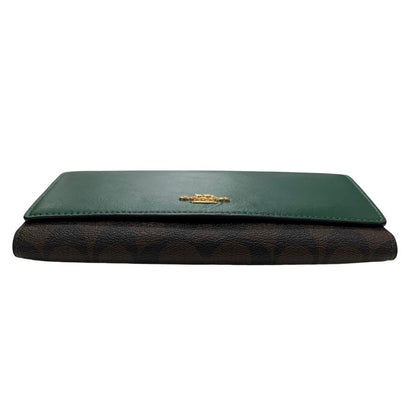 コーチ 長財布 二つ折り シグネクチャー PVC×レザー グリーン メンズ COACH【AFI6】