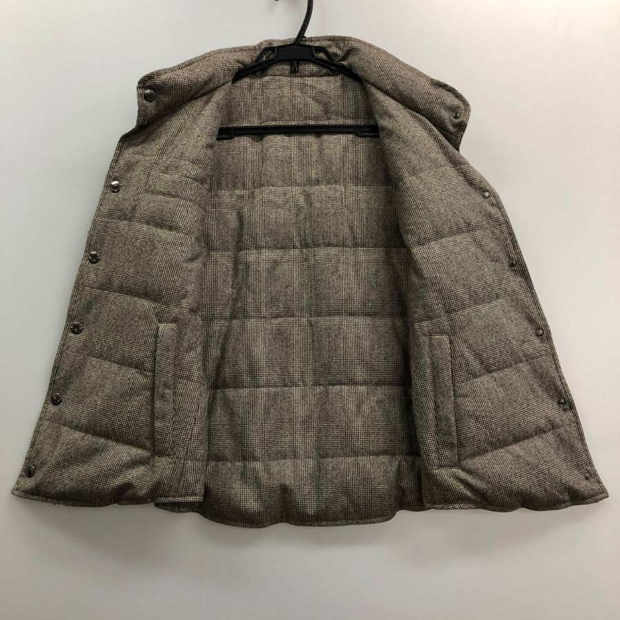 美品◆ブルネロクチネリ ウール ダウンベスト リバーシブル チェック柄 ネイビー サイズL メンズ BRUNELLO CUCINELLI 【AFA17】
