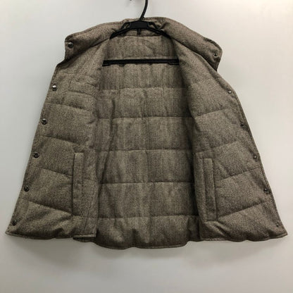 美品◆ブルネロクチネリ ウール ダウンベスト リバーシブル チェック柄 ネイビー サイズL メンズ BRUNELLO CUCINELLI 【AFA17】