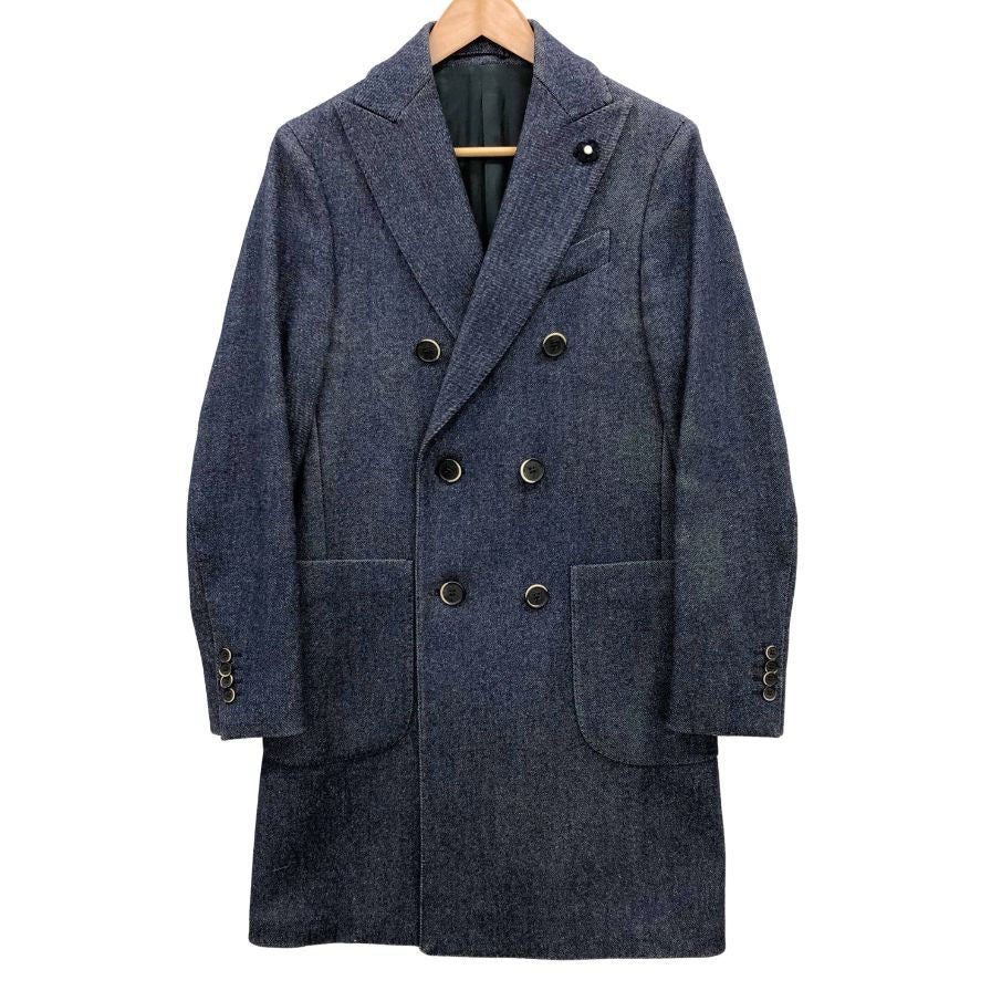 極美品◆ラルディーニ コート チェスターコート ダブル ウール ブルー サイズ42 メンズ  LARDINI 【AFA16】