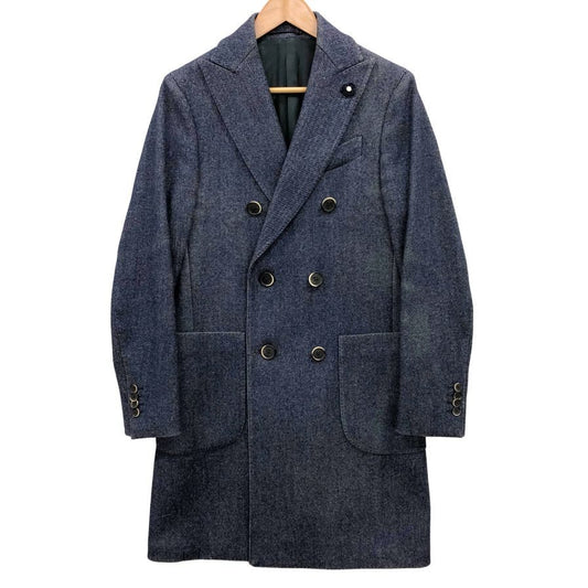 極美品◆ラルディーニ コート チェスターコート ダブル ウール ブルー サイズ42 メンズ  LARDINI 【AFA16】