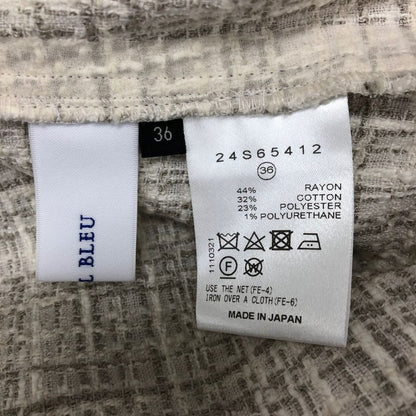 極美品◆ル シェル ブルー 半袖ワンピース ツイードショートドレス ベージュ系 レディース サイズ36 LE CIEL BLEU 【AFB6】